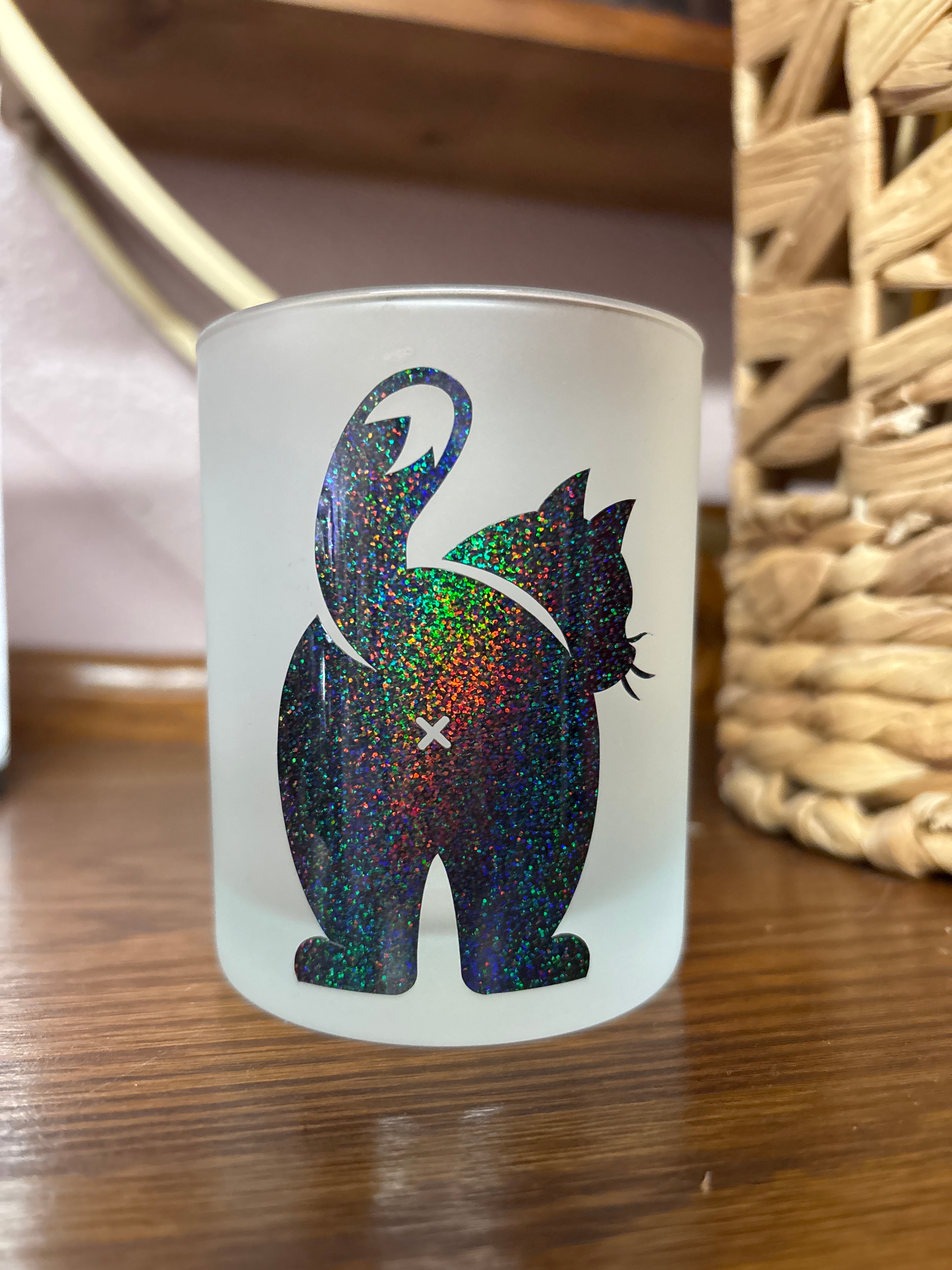 Kitten frosted votive holder