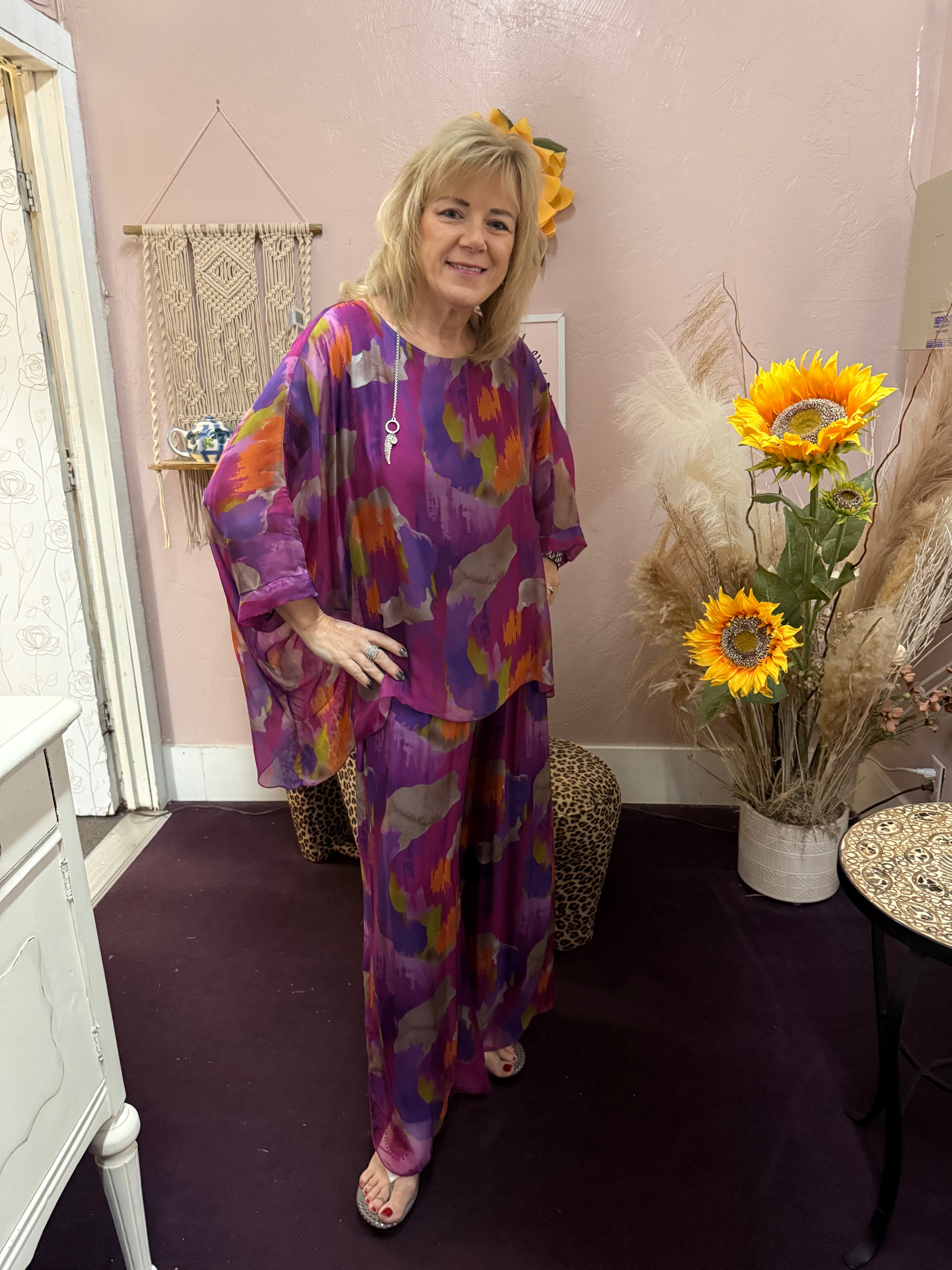 Look Mode Usa - Women Printed Silk Kaftan