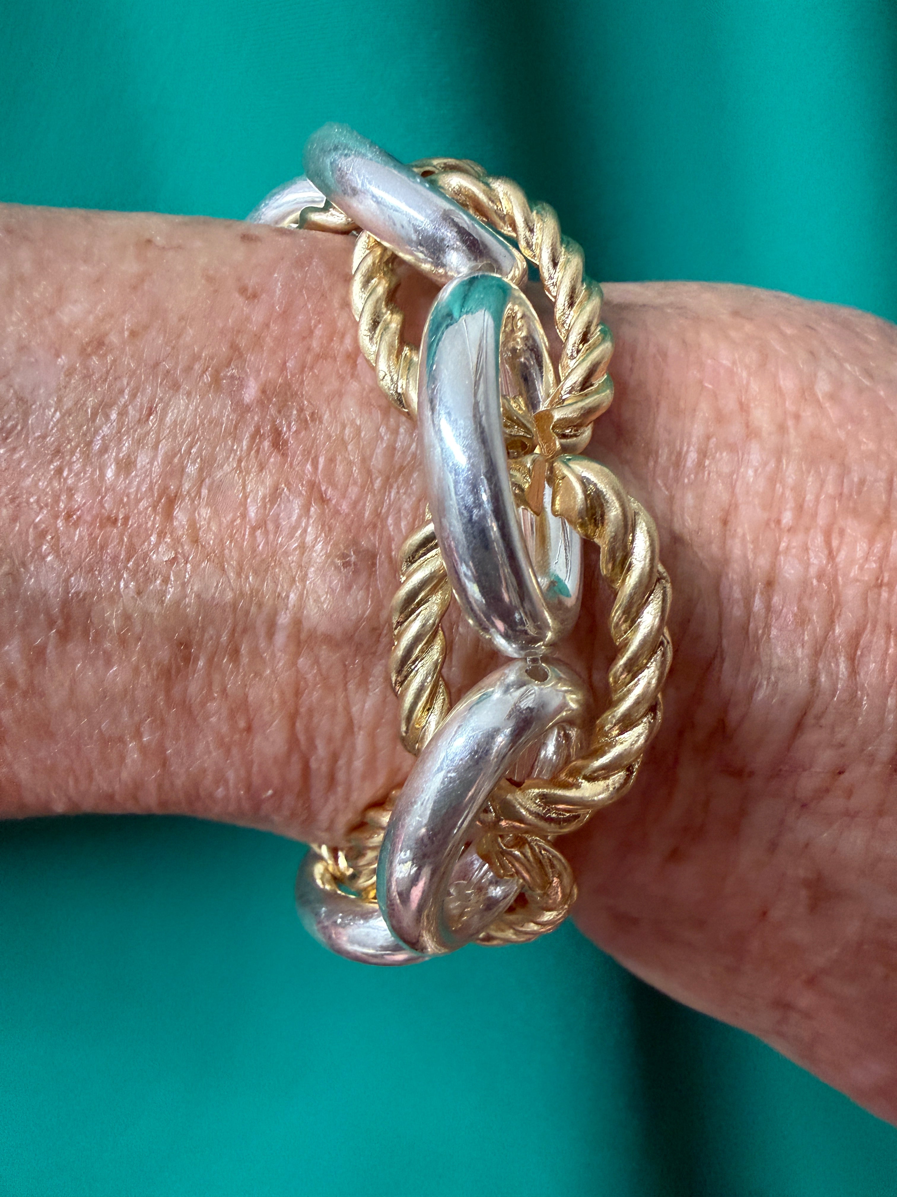 L&B Two tone Chunky stretch bracelet