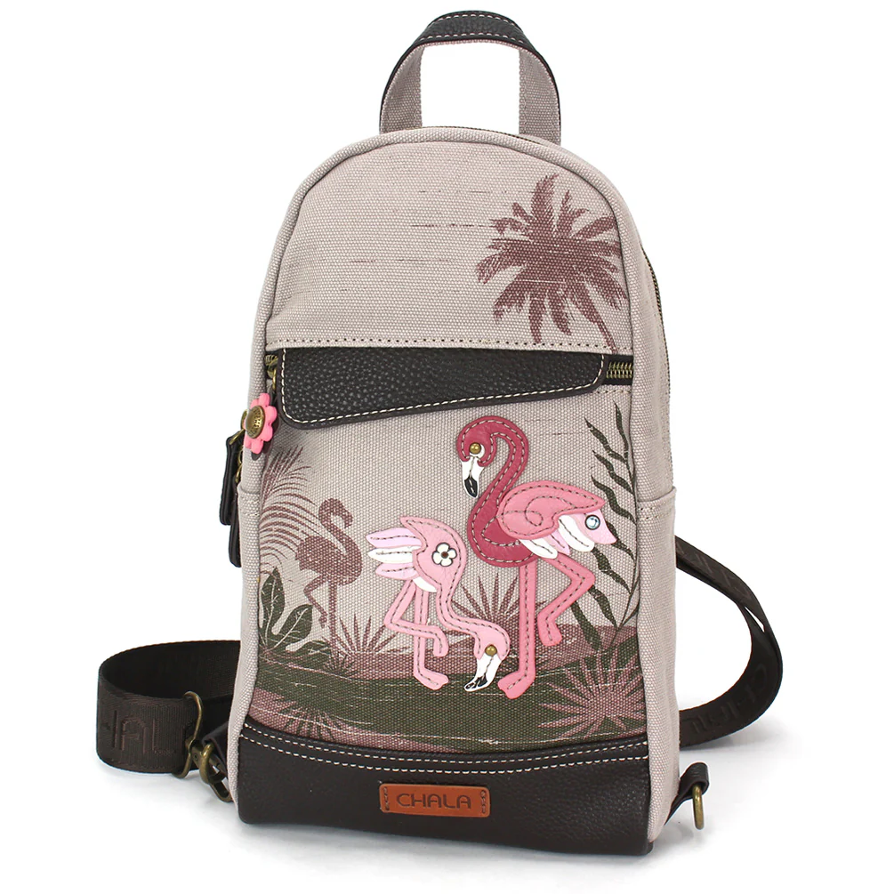 Chala Flamingo Canvas Sling Bag