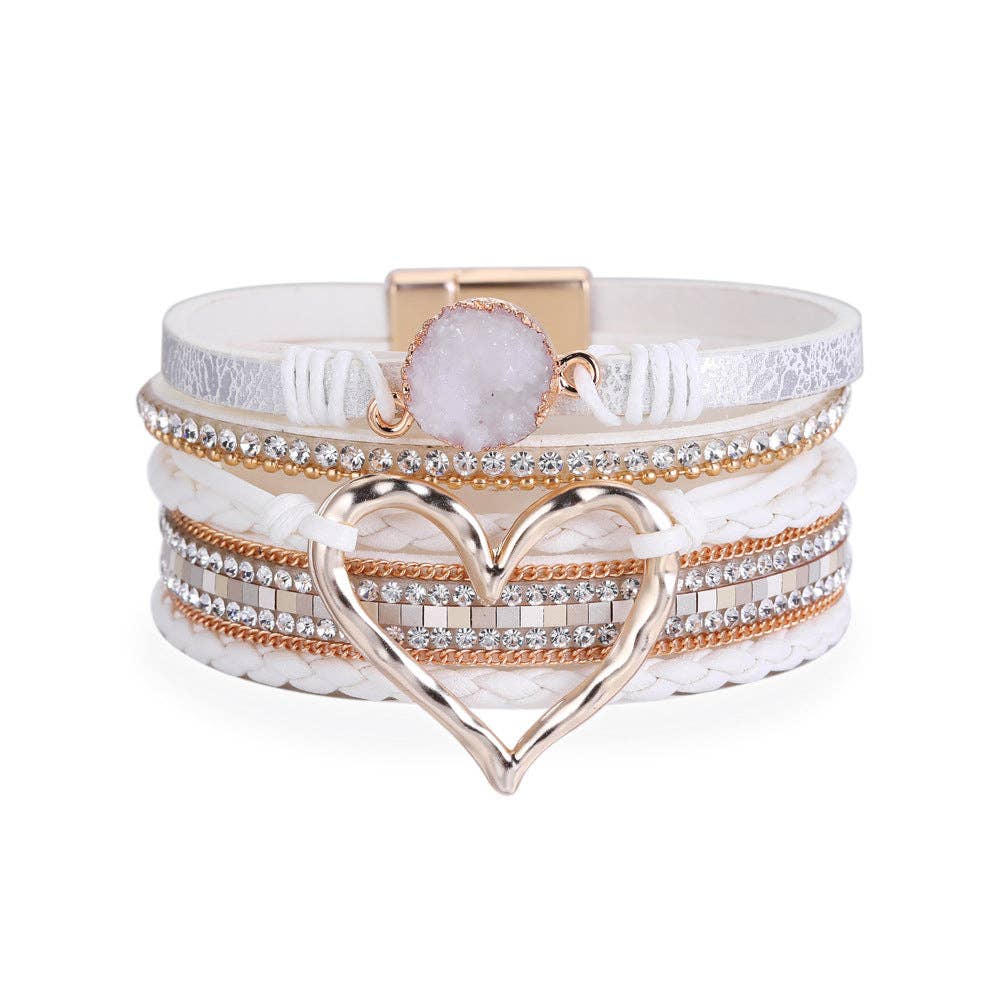 Mio Queena - Multi-Layer Heart Charm Bangle Bracelets