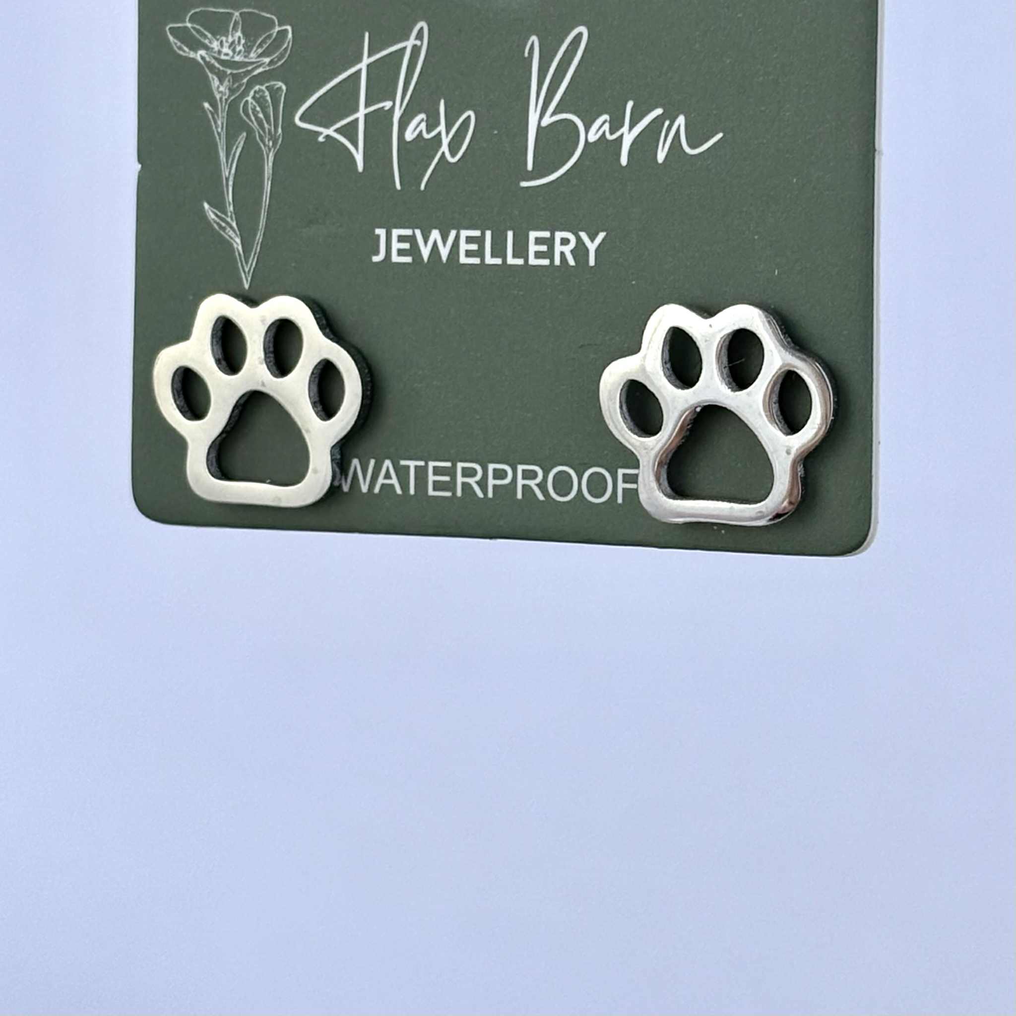 Flax Barn - Tarnish Resistant Paw Print studs