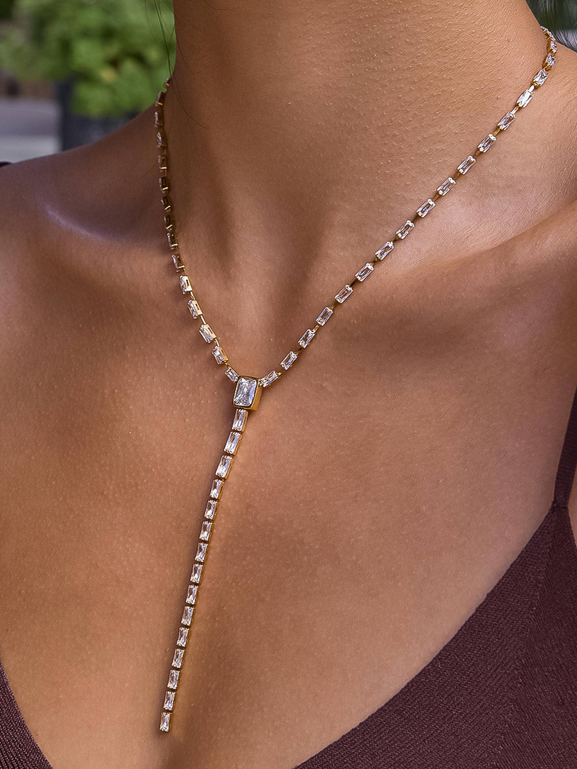 Flânerie by MAIQ - Cieline 18K Gold Non-Tarnish CZ Lariat Necklace