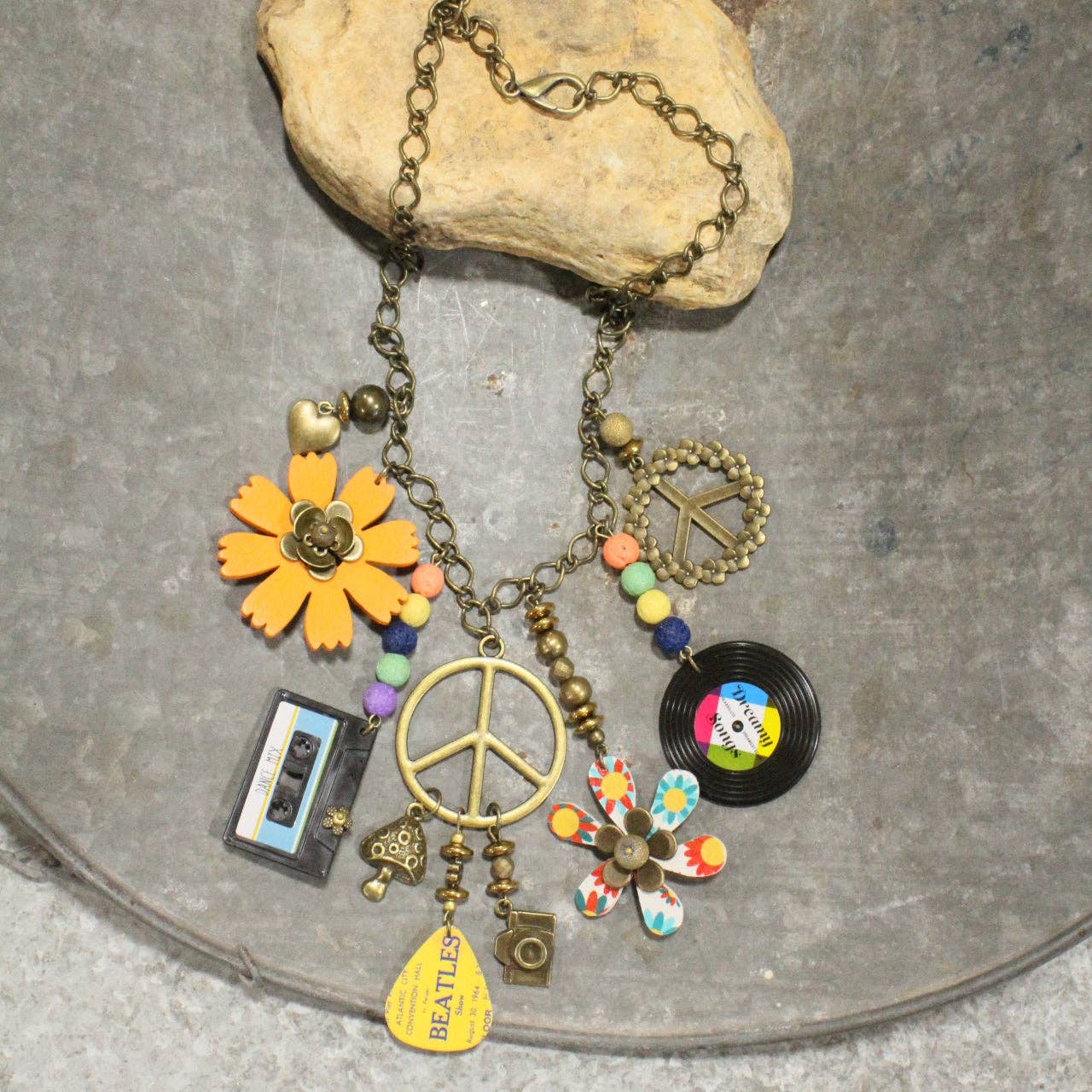 The Primitive Peddler, Inc. - Spin The Record Groovy Charm Necklace