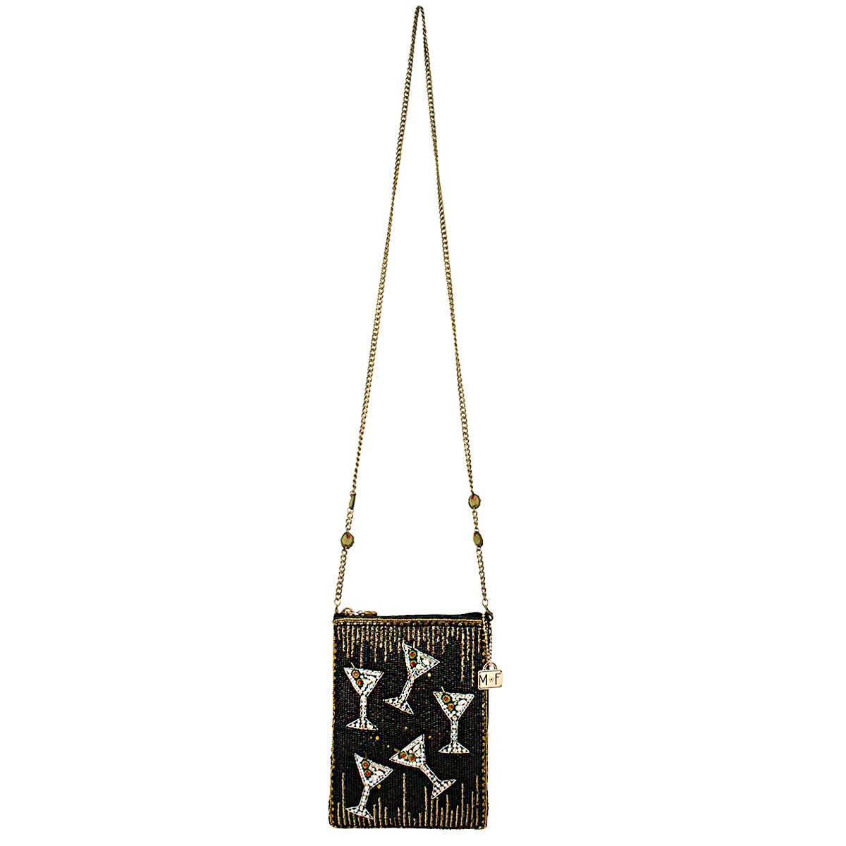 Mary Frances Accessories - Sip Happens Black and Diamond Beaded Martini Crossbody