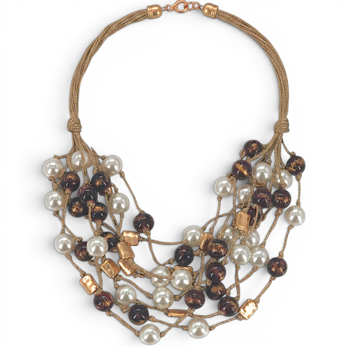 Bijoux Envie Statement Jewelry - Chunky Coastal Bead Pearl Necklace | Fall Statement Jewelry