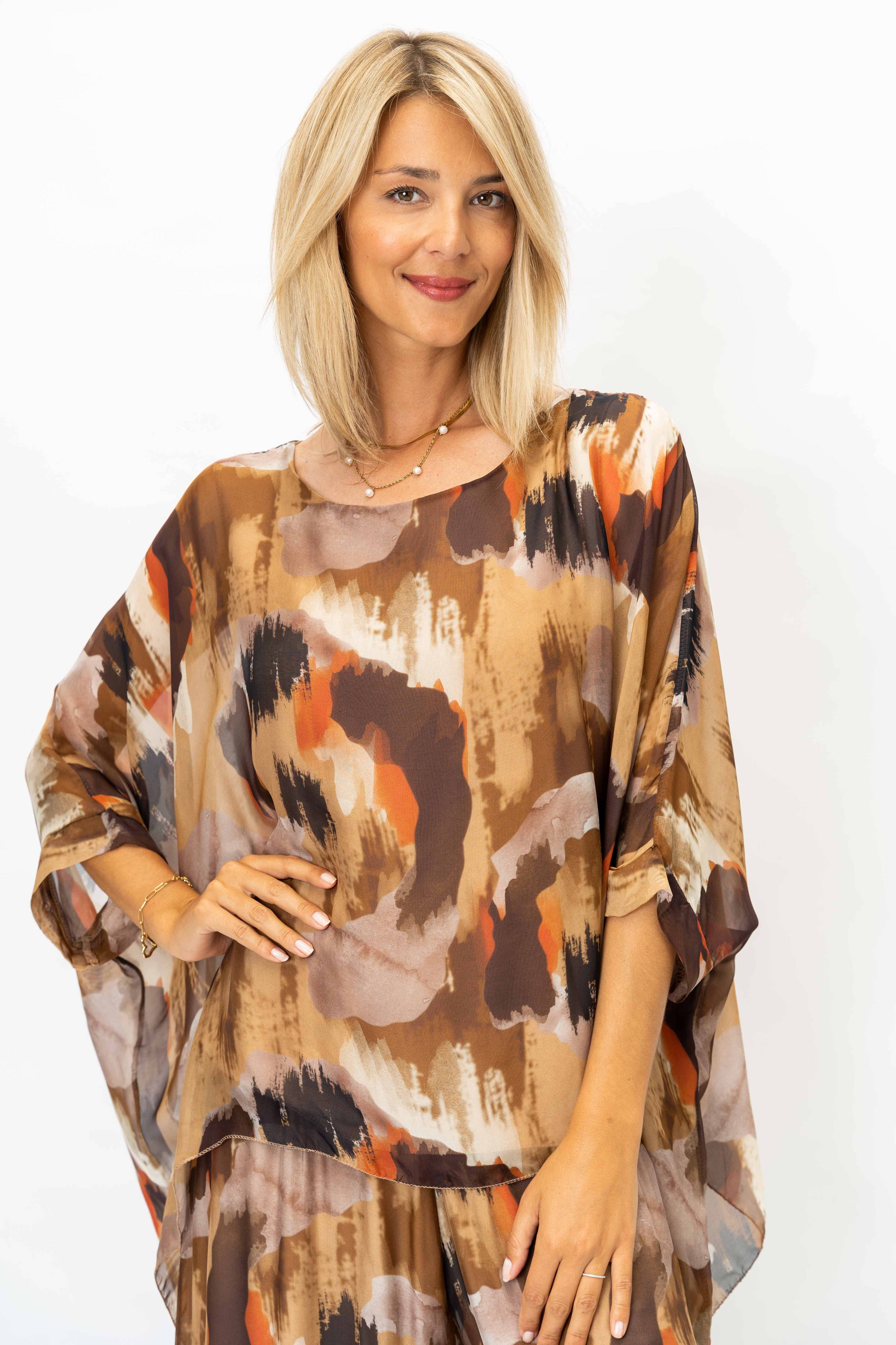 Look Mode Usa - Women Printed Silk Kaftan