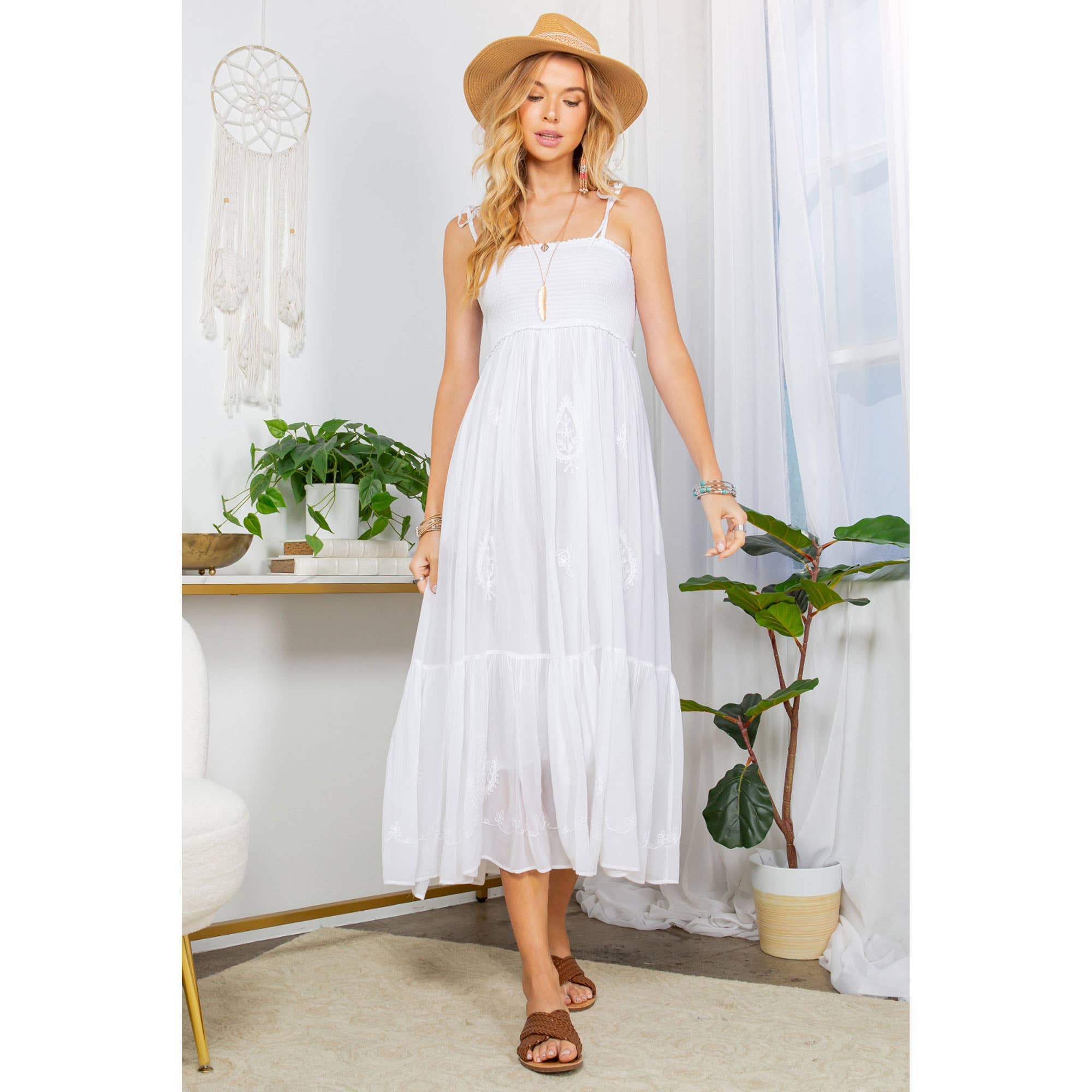 Young Threads - Ethereal Long Sundress With Hand Aari Embroidery Dress