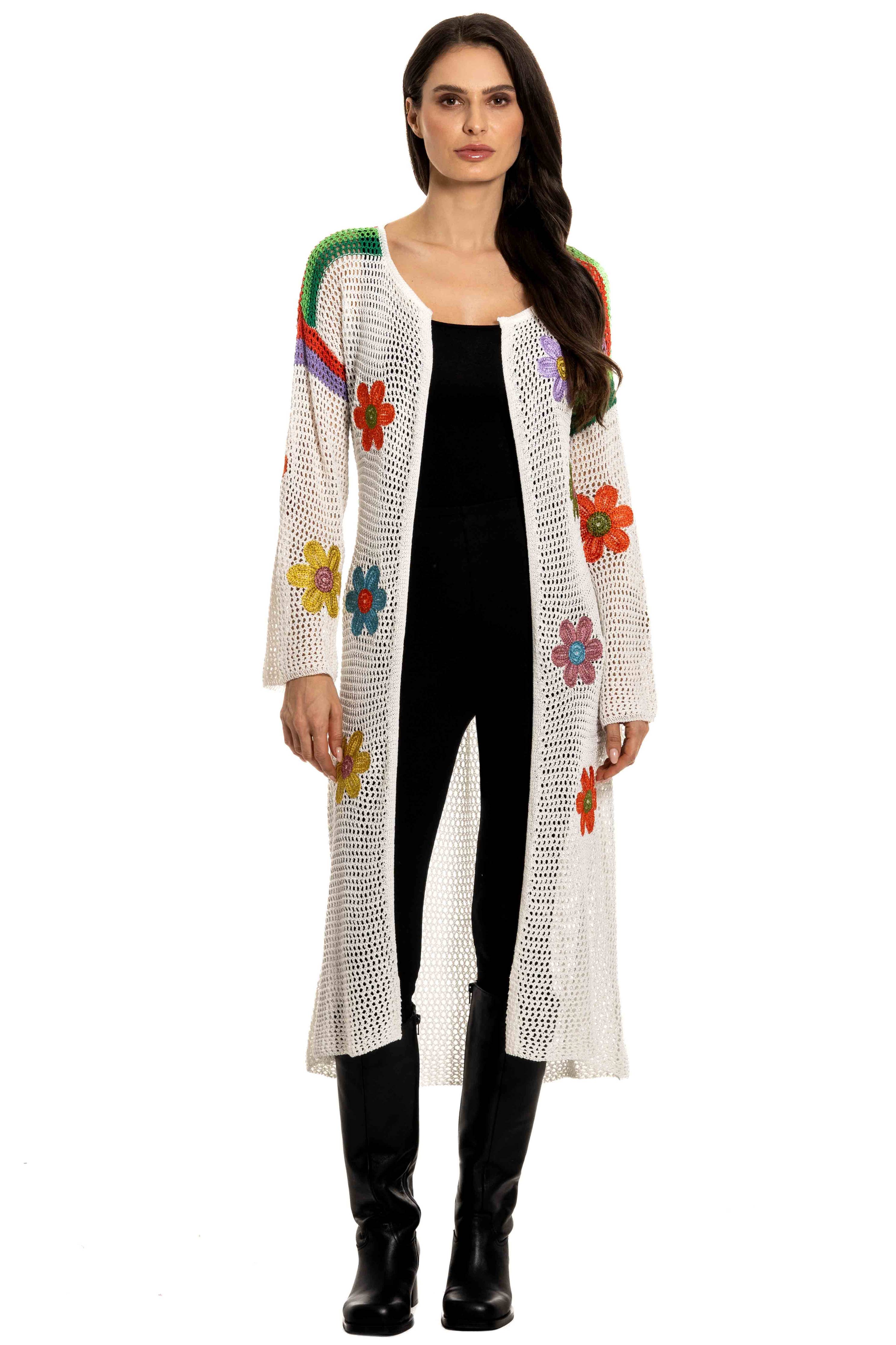 Adore - L-33557A - Crochet Floral Duster
