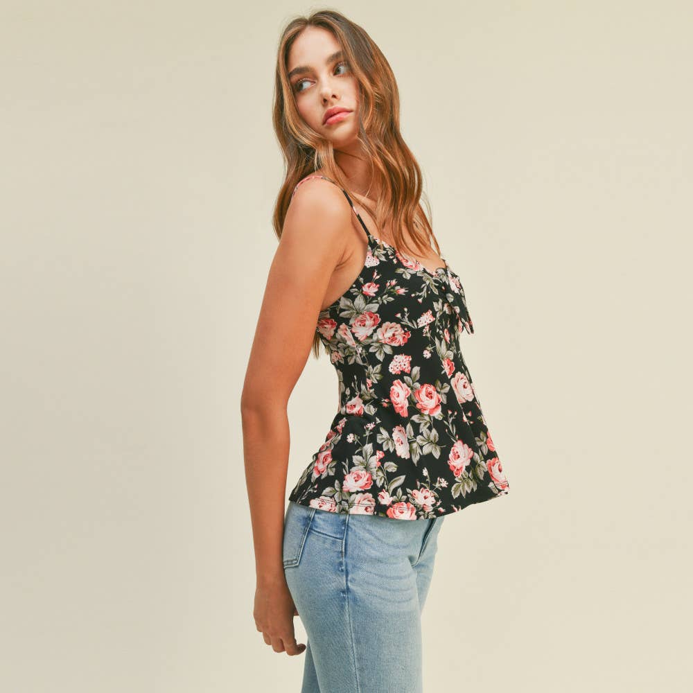 Paperdoll - FLOWER TIE FRONT BABYDOLL CAMI