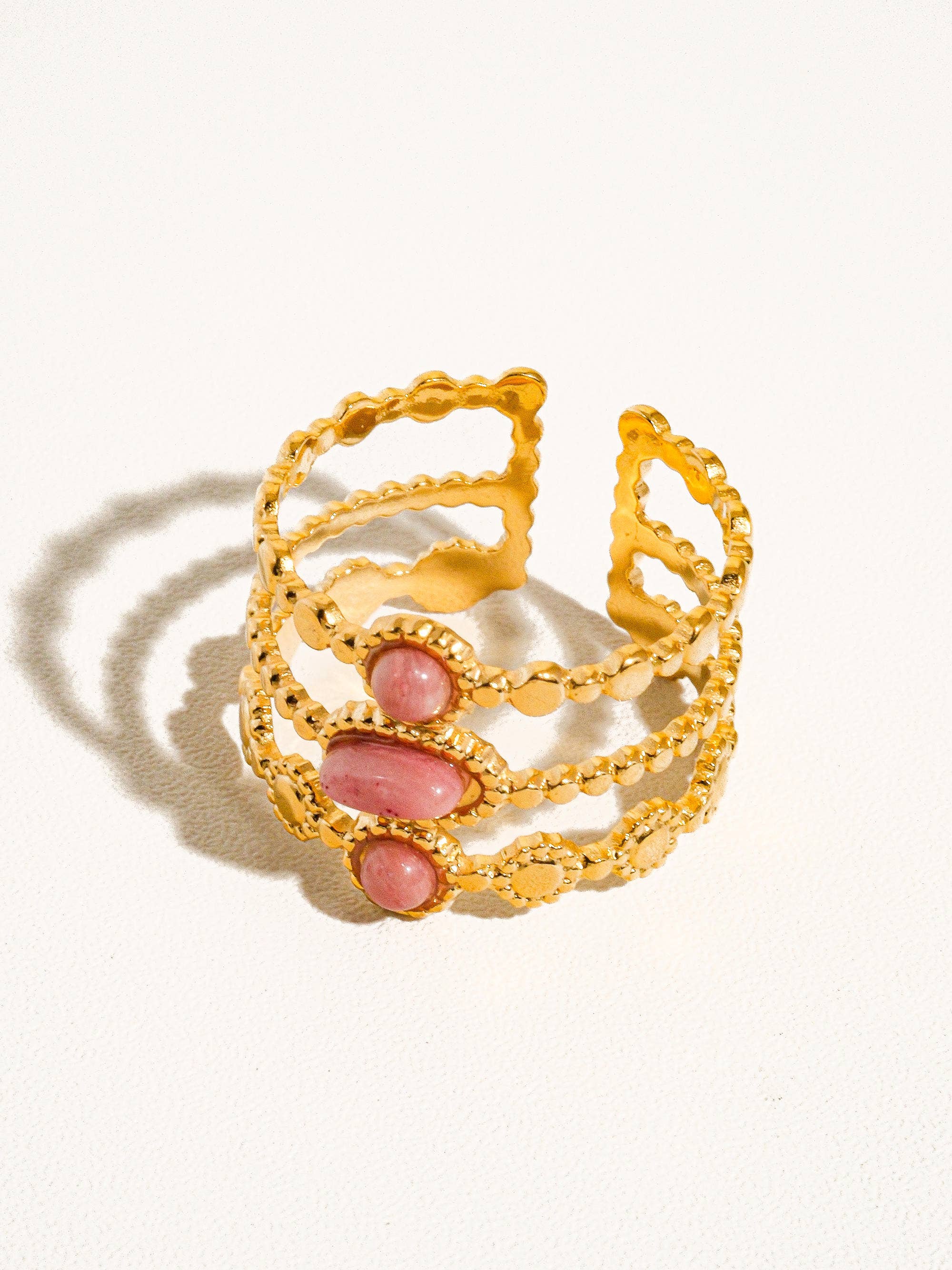 Flânerie by MAIQ - Posh 18K Gold Non-Tarnish Trilayer Adjustable Stone Ring