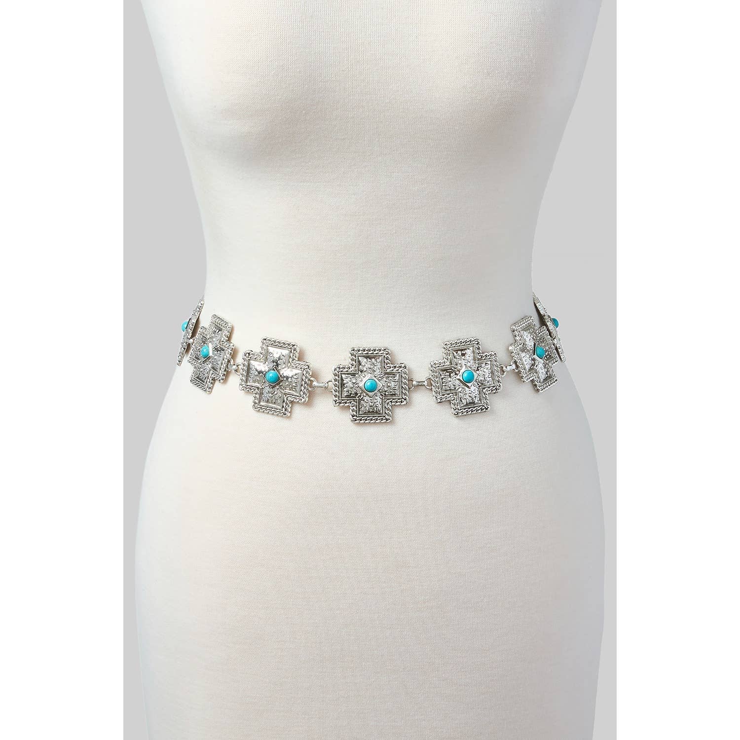 Girly - WESTERN CROSS LINK CHAIN BELT WITH STONES