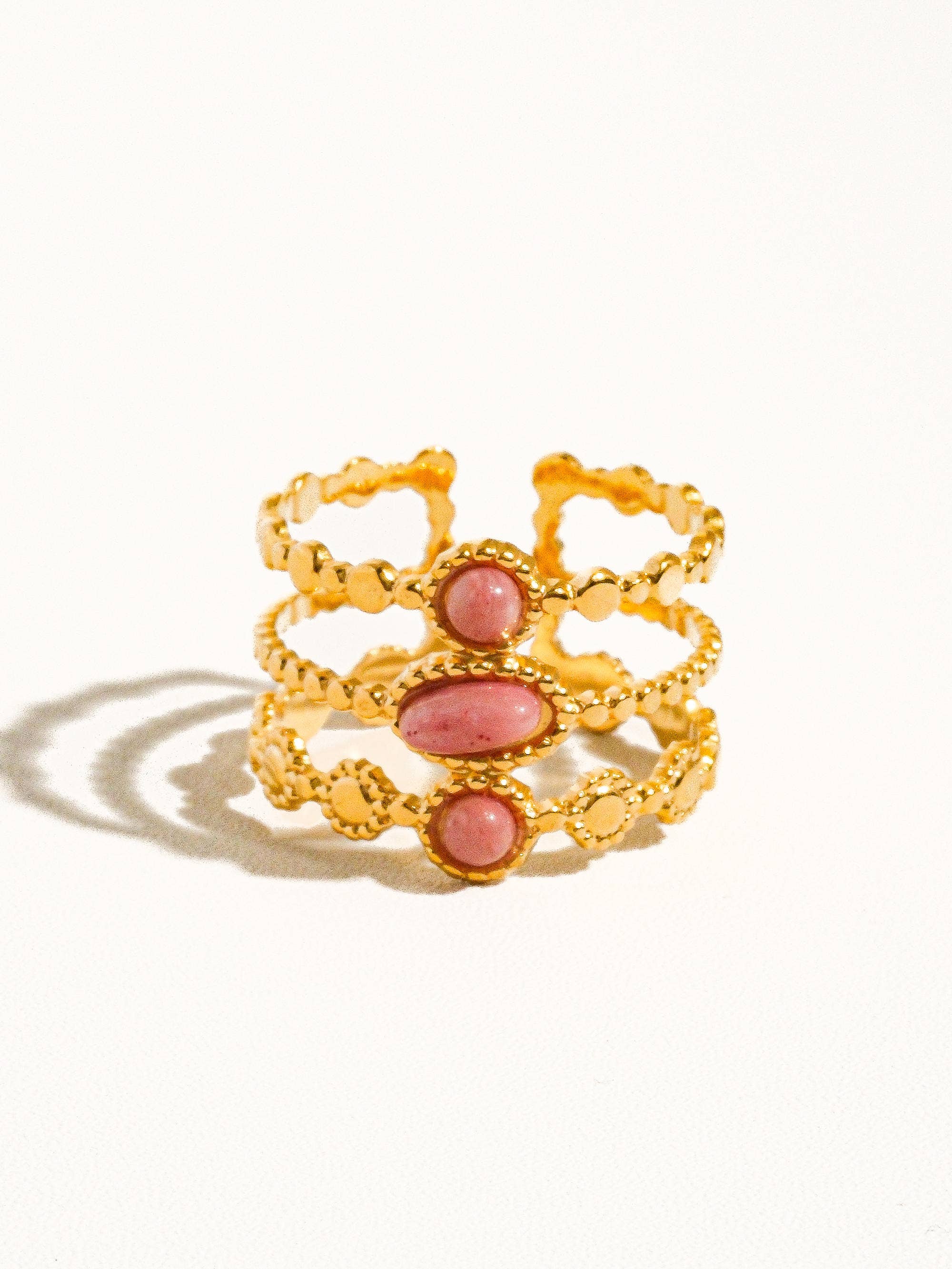 Flânerie by MAIQ - Posh 18K Gold Non-Tarnish Trilayer Adjustable Stone Ring
