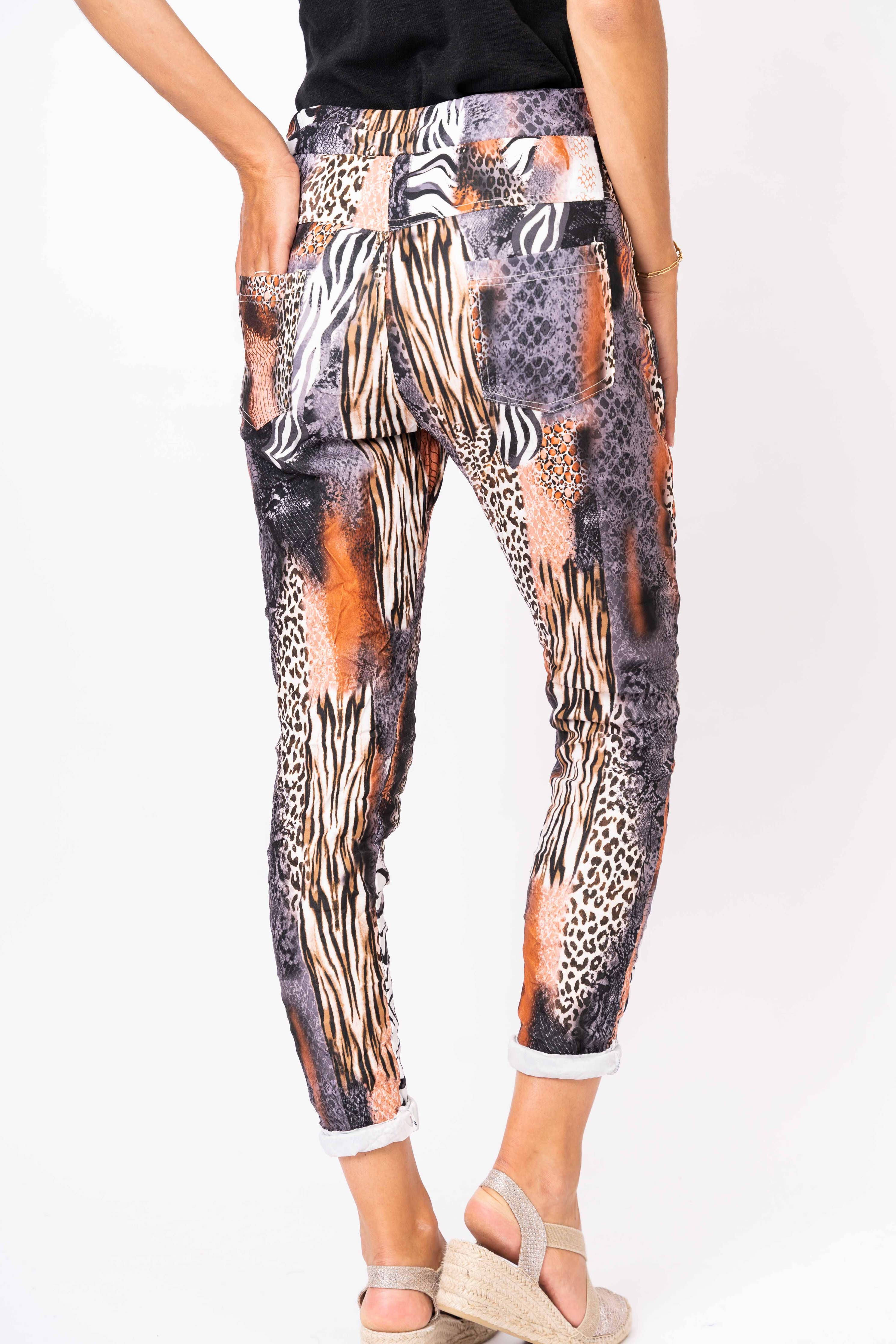 Look Mode Usa - Animal Print Mix with Gold Foil Jegging