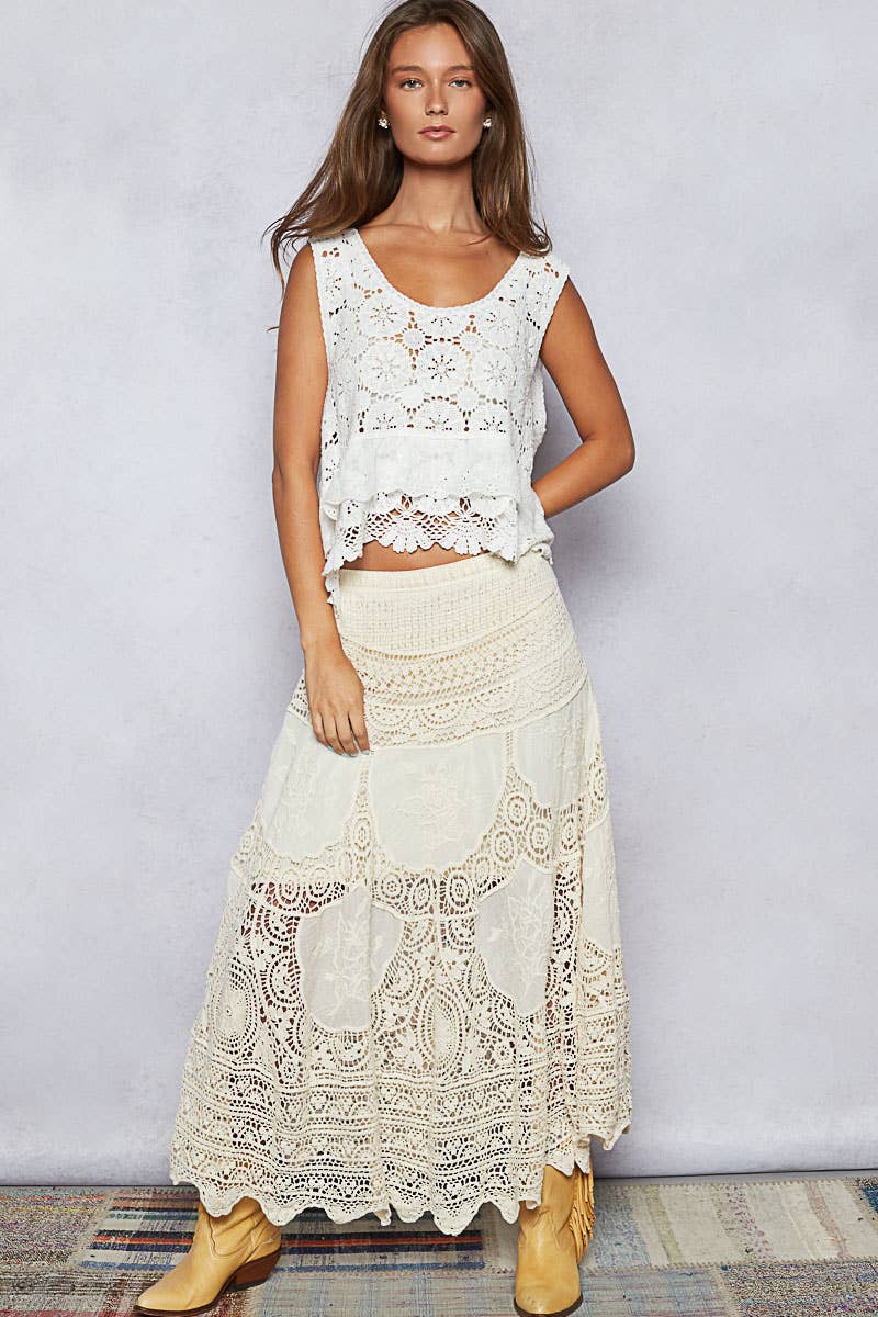 Pol Clothing - Crochet patterns embroidered maxi skirt