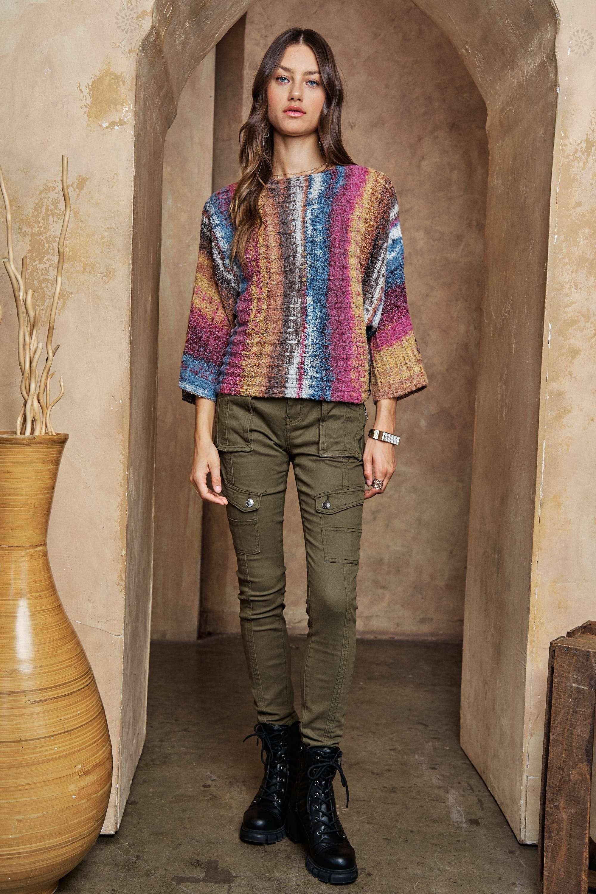 ADORA LA - MULTI COLOR SWEATER TOP