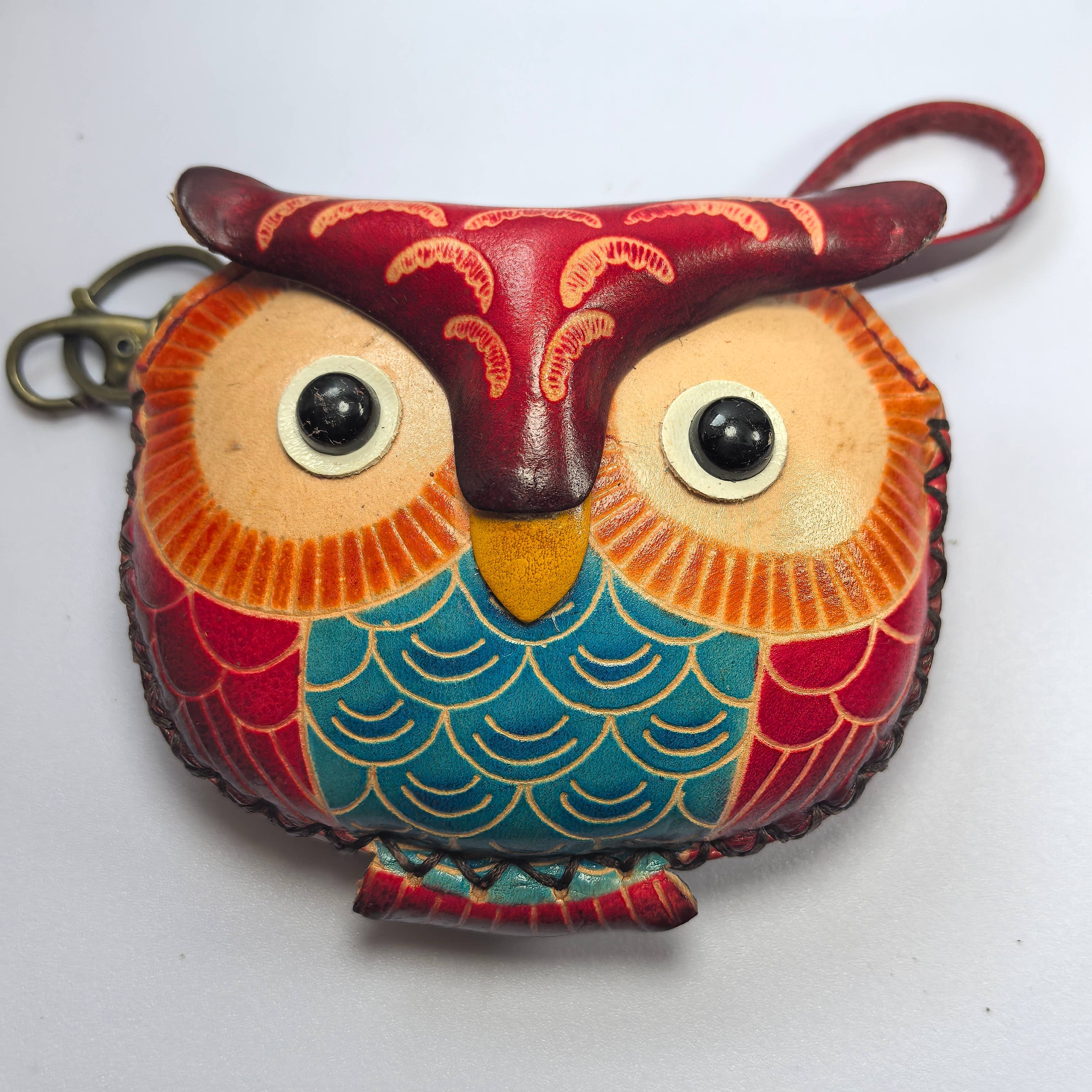 Sunflower Handmade leather inc - Leather owl Owl Wristlet coin purse wallet