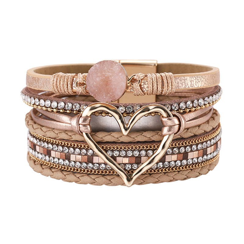 Mio Queena - Multi-Layer Heart Charm Bangle Bracelets