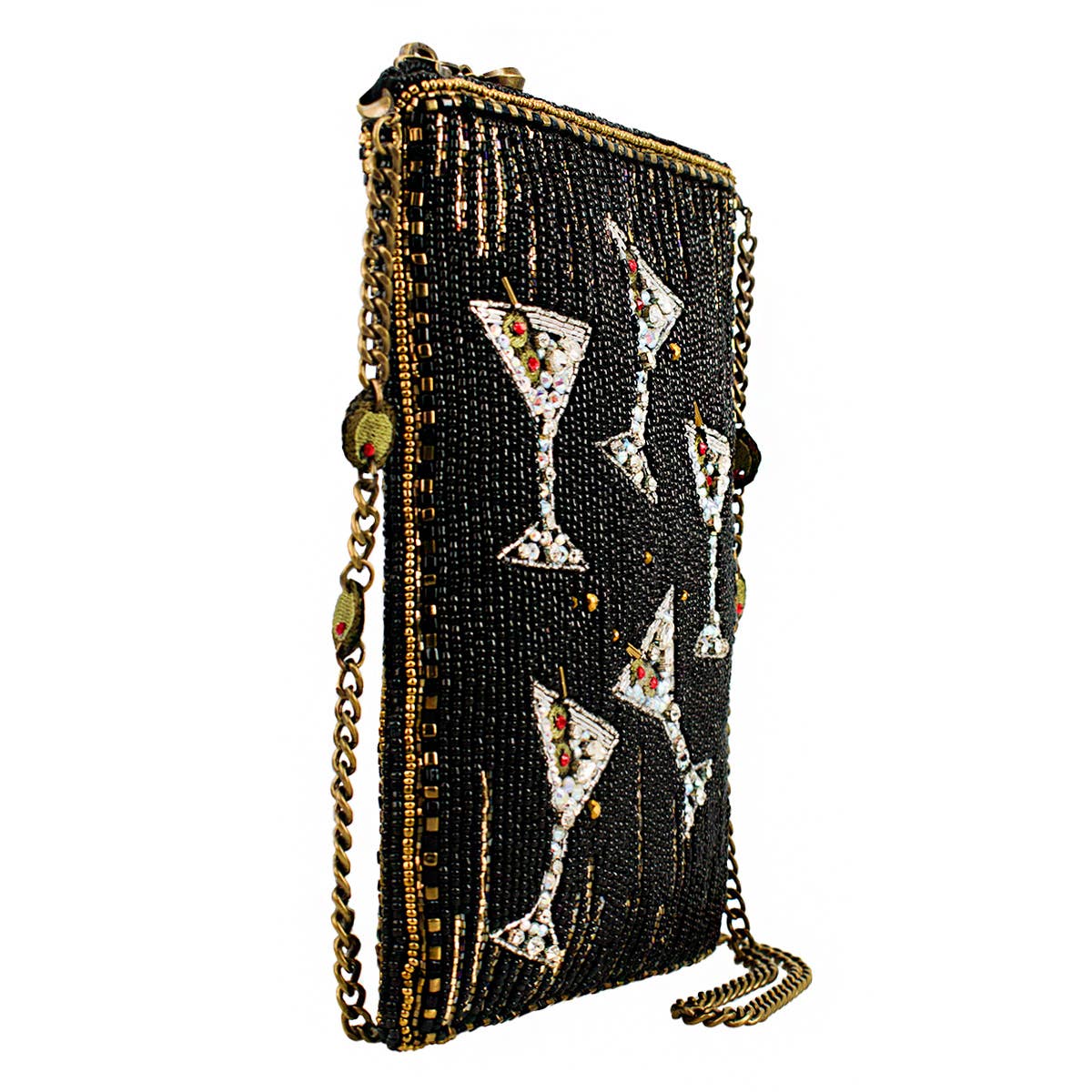 Mary Frances Accessories - Sip Happens Black and Diamond Beaded Martini Crossbody