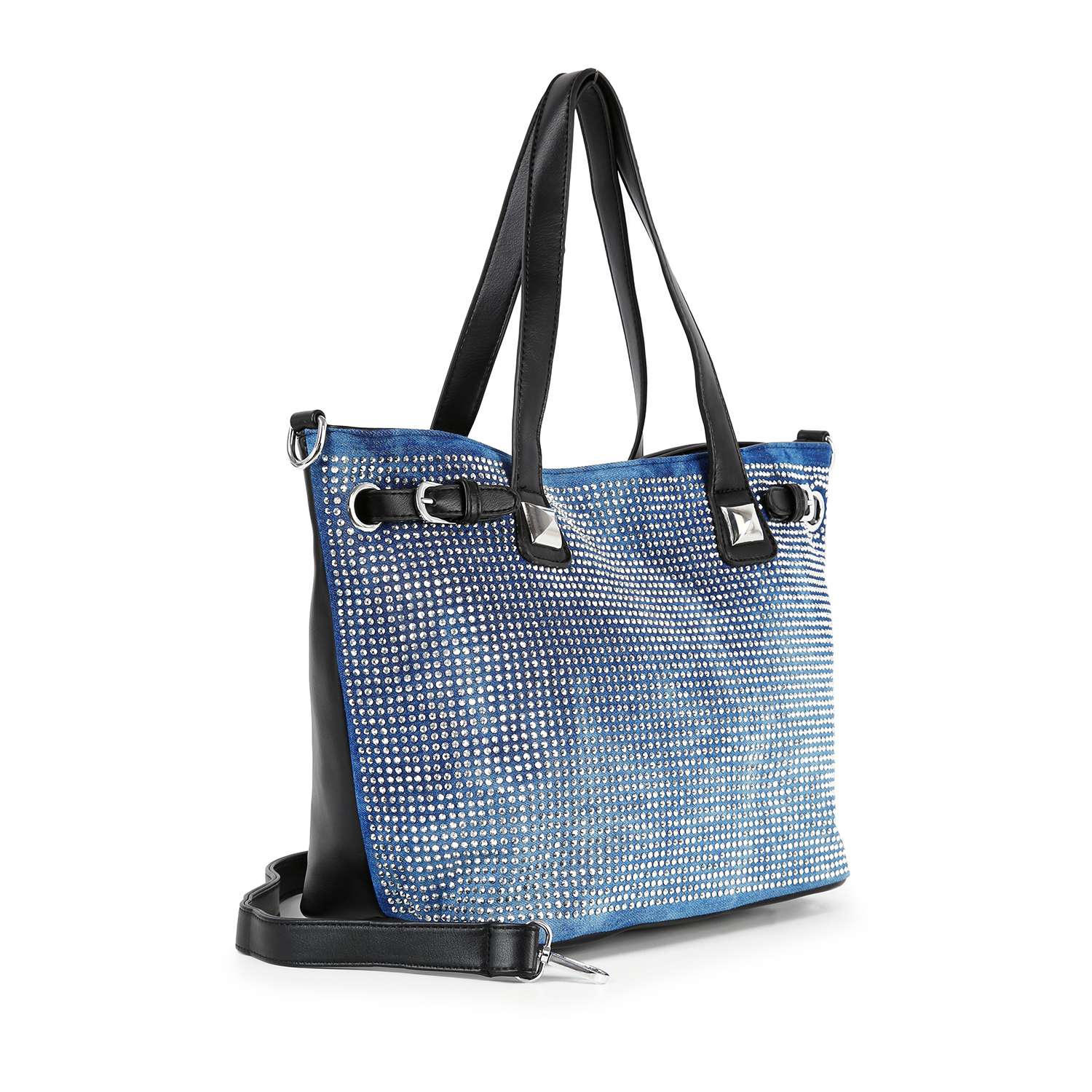 Handbag Express - Buckle Accented Sparkling Tote Handbag
