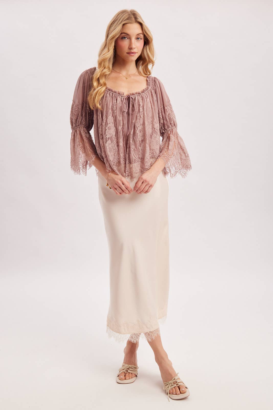 Bluivy - WIDE NECK RUFFLED EYELASH LACE BLOUSE - EASTER DAY