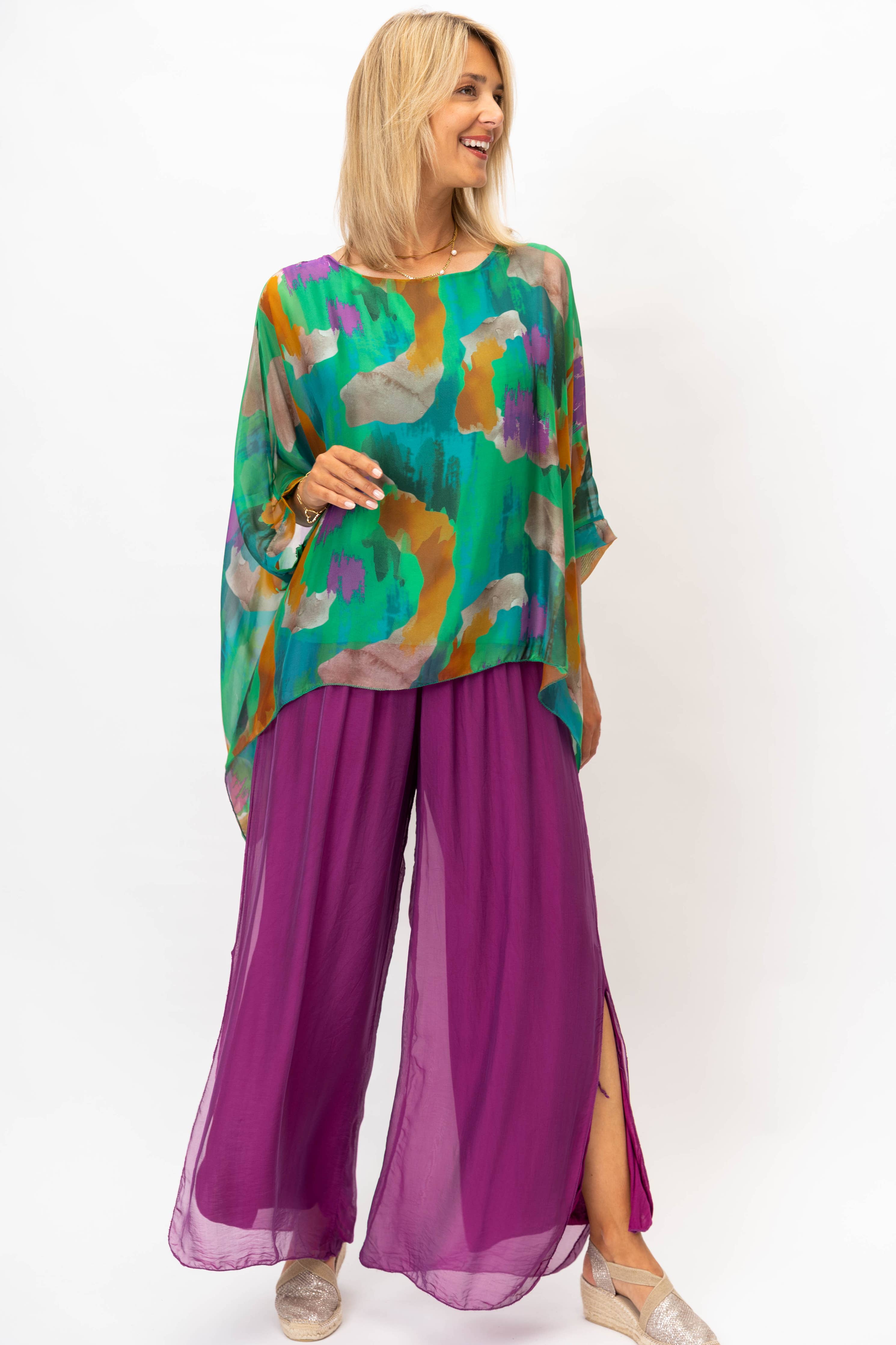 Look Mode Usa - Women Printed Silk Kaftan