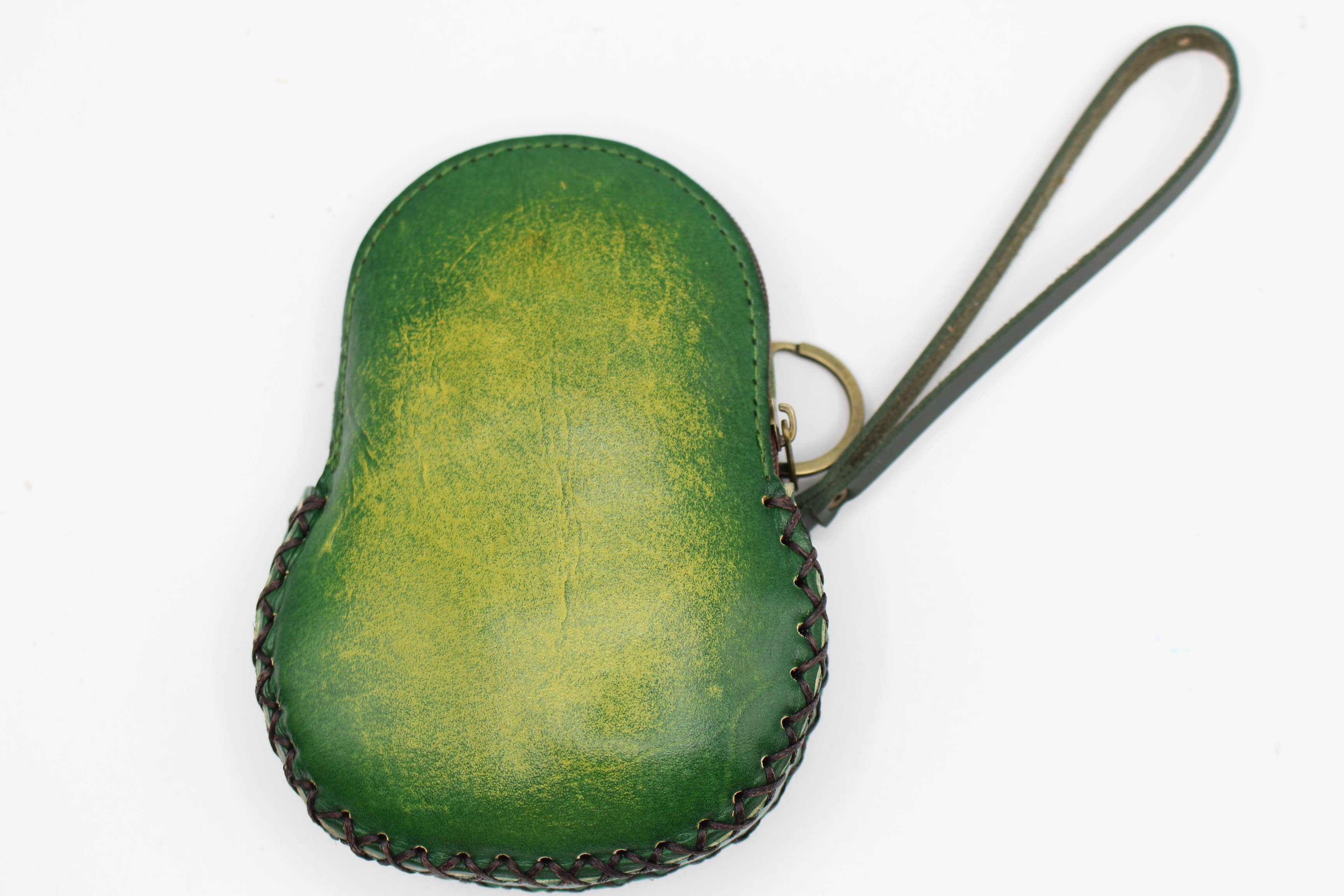 Sunflower Handmade leather inc - Handmade genuine leather Avocado coin purse wristlet