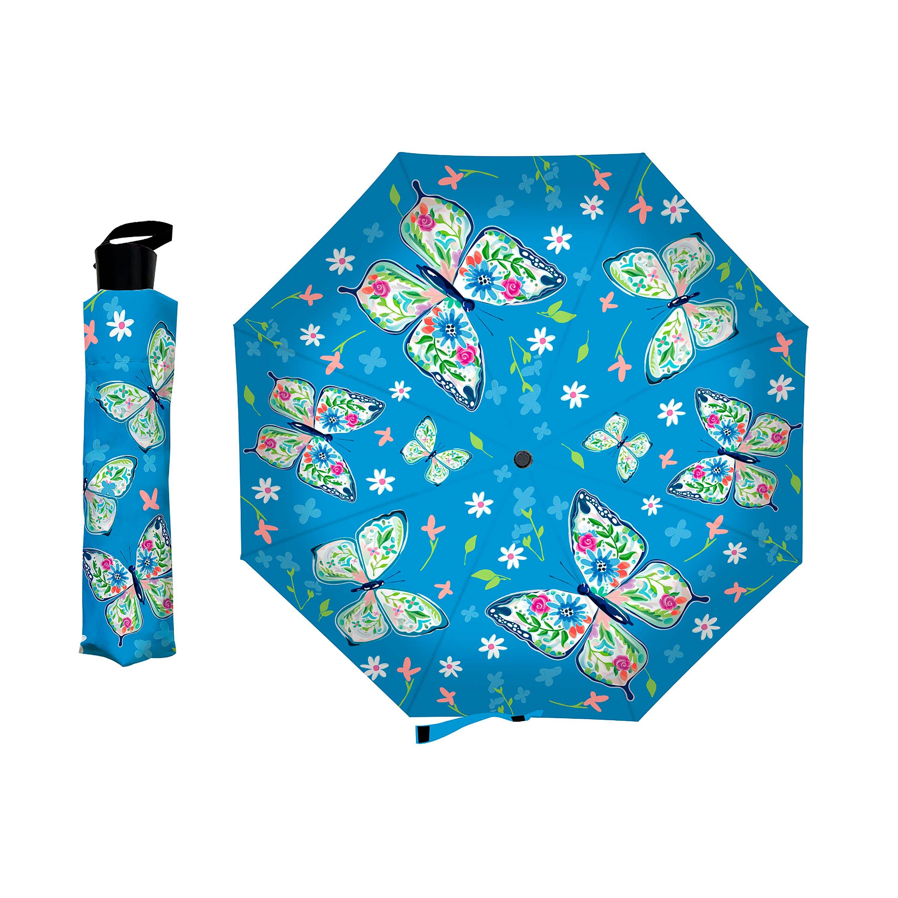 Evergreen Enterprises - Fluttering Butterfly Compact Manual Umbrella