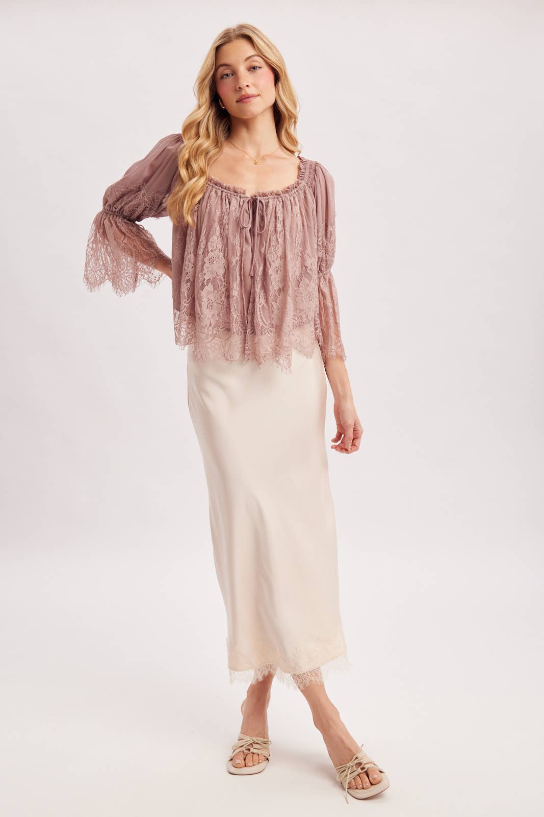 Bluivy - WIDE NECK RUFFLED EYELASH LACE BLOUSE - EASTER DAY