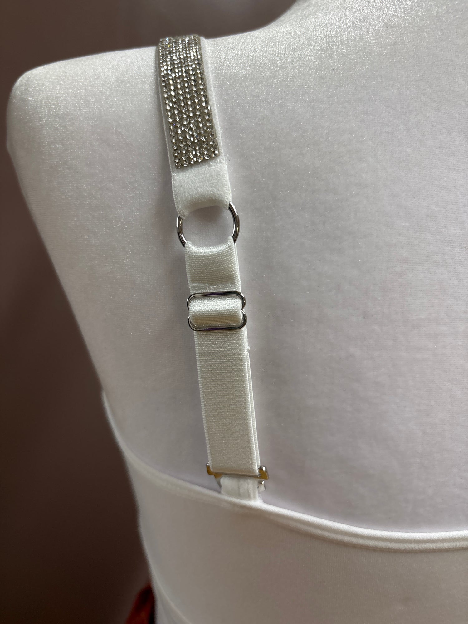 Strap-it’s- White plunge bra with silver rhinestones