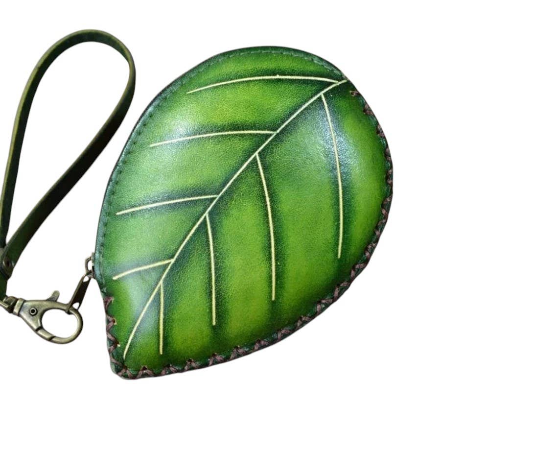 Sunflower Handmade leather inc - Ladybug With Leaf Wristlet- E526 leather coin purse wallet
