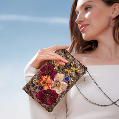 Mary Frances Accessories - Budding Romance beaded floral Crossbody Phone Bag