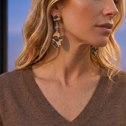 Bijoux Envie Statement Jewelry - Animal Print Beaded Earrings | Chunky Fall Statement Jewelry