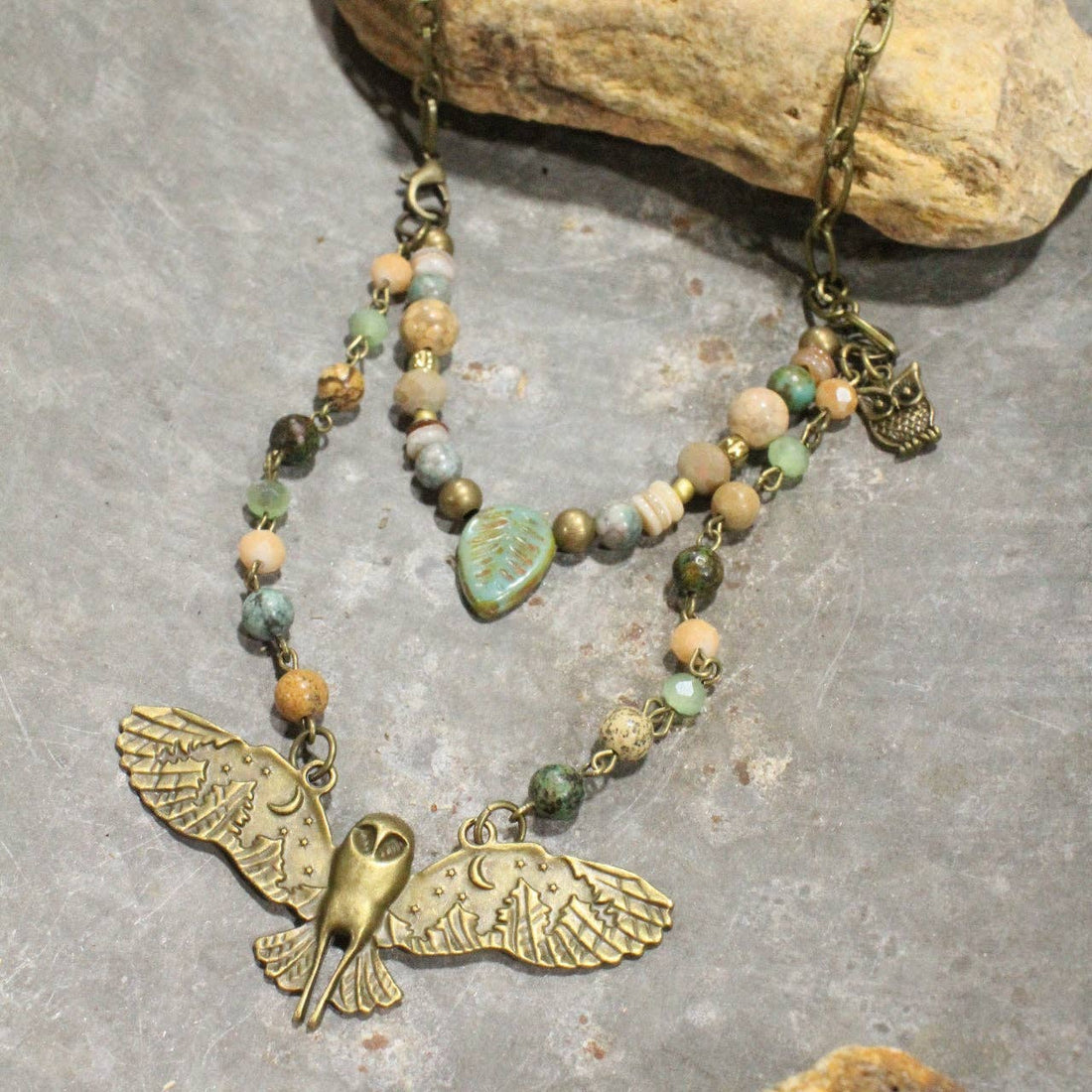 The Primitive Peddler, Inc. - Spread Your Wings Owl Layered Necklace