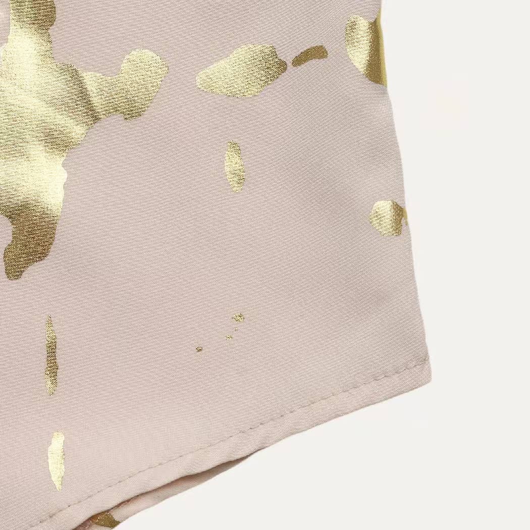 The Moment Collection - Light Khaki Metallic Gold Pattern Collared Butto-Up  Shirt