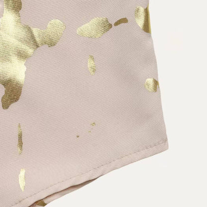 The Moment Collection - Light Khaki Metallic Gold Pattern Collared Butto-Up  Shirt