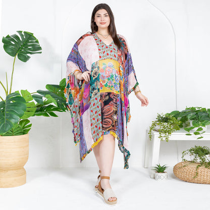  Natural Bohemian: Embroidered Color block Shrug
