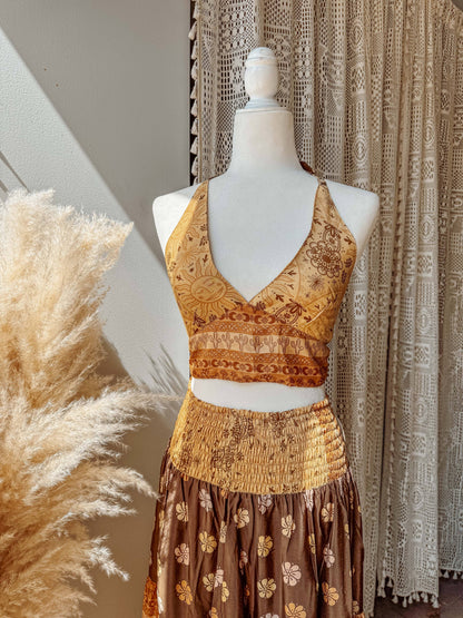 Gardenbelle Shop - Beachy Boho Neutral Desert Solstice Silk Bralette, Bra Top