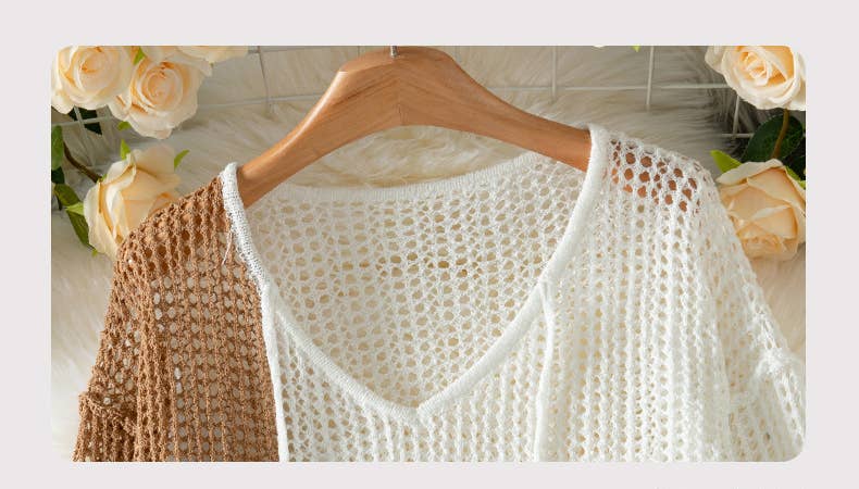 Hope &amp; Sunshine - Colorblock V-Neck Knit Pullover for Women