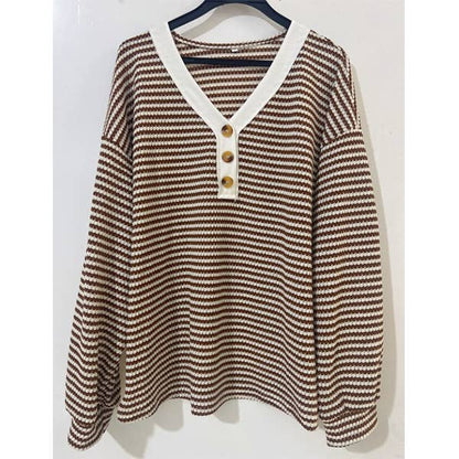 Hope &amp; Sunshine - Color Block Button V-Neck T-Shirt