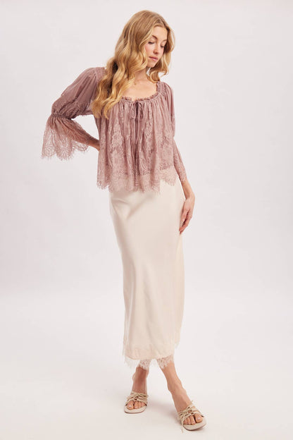 Bluivy - WIDE NECK RUFFLED EYELASH LACE BLOUSE - EASTER DAY