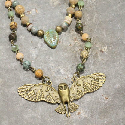 The Primitive Peddler, Inc. - Spread Your Wings Owl Layered Necklace