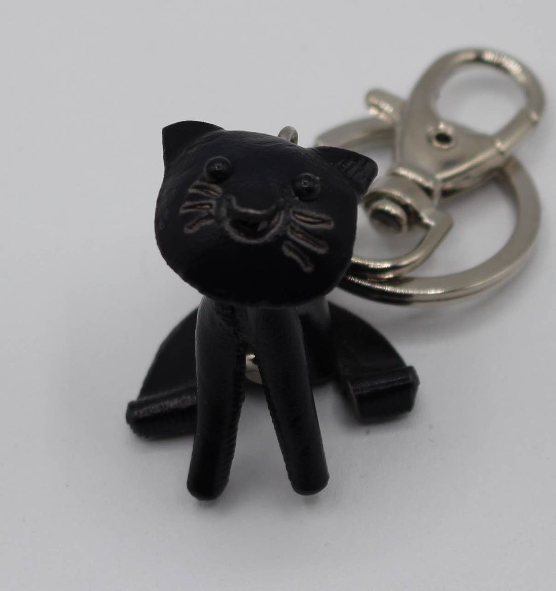  Handmade leather black baby cat kitten key chain purse charm