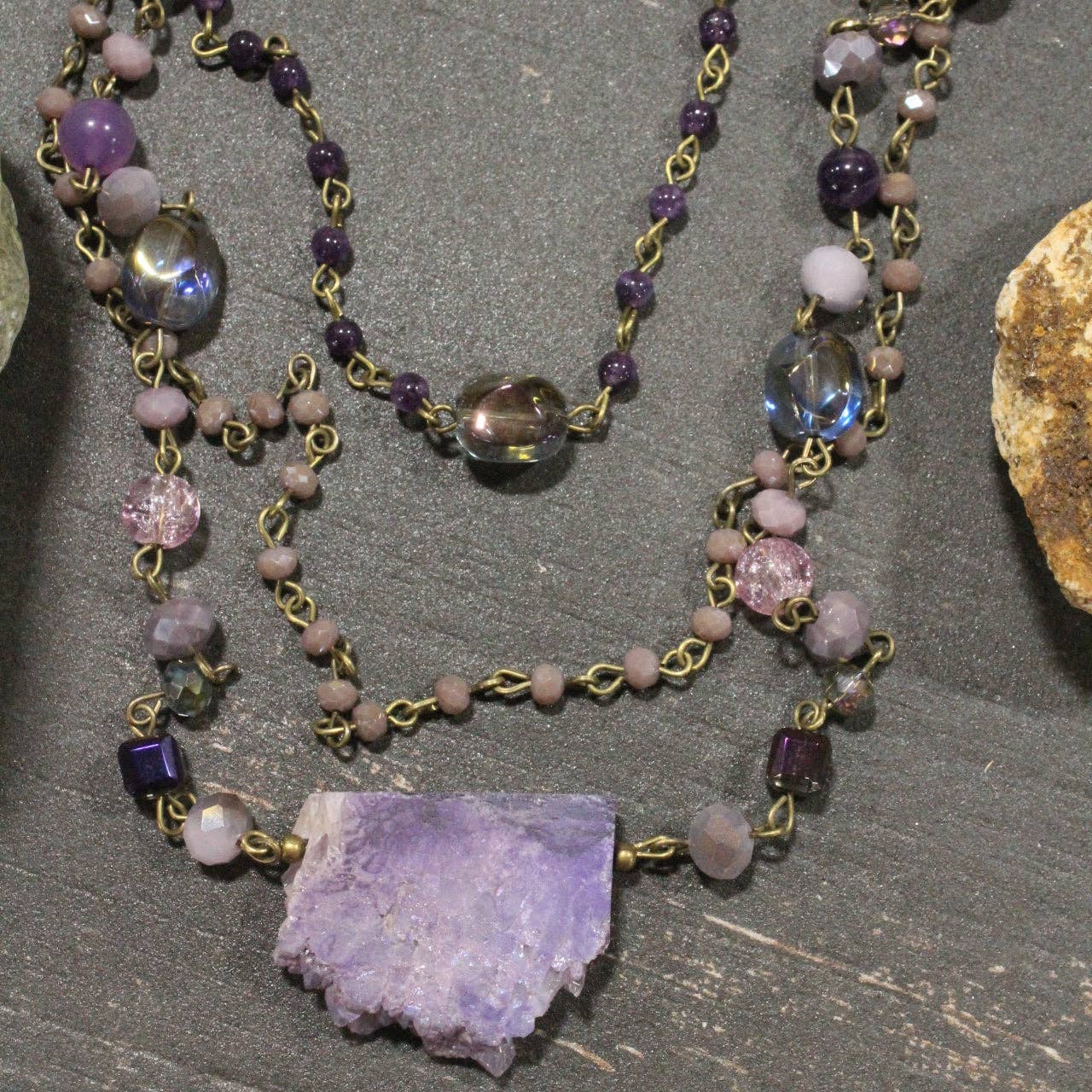 The Primitive Peddler, Inc. - Best In Show Plum Stone Layered Necklace