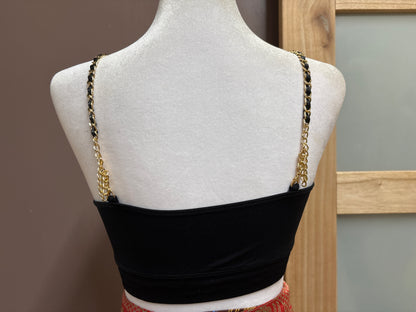 Strap-it’s- black plunge bra Adjustable gold chain strap