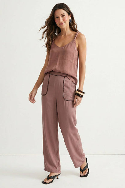 Naked Zebra - Classic V-neck Tank Top With Strap Accent