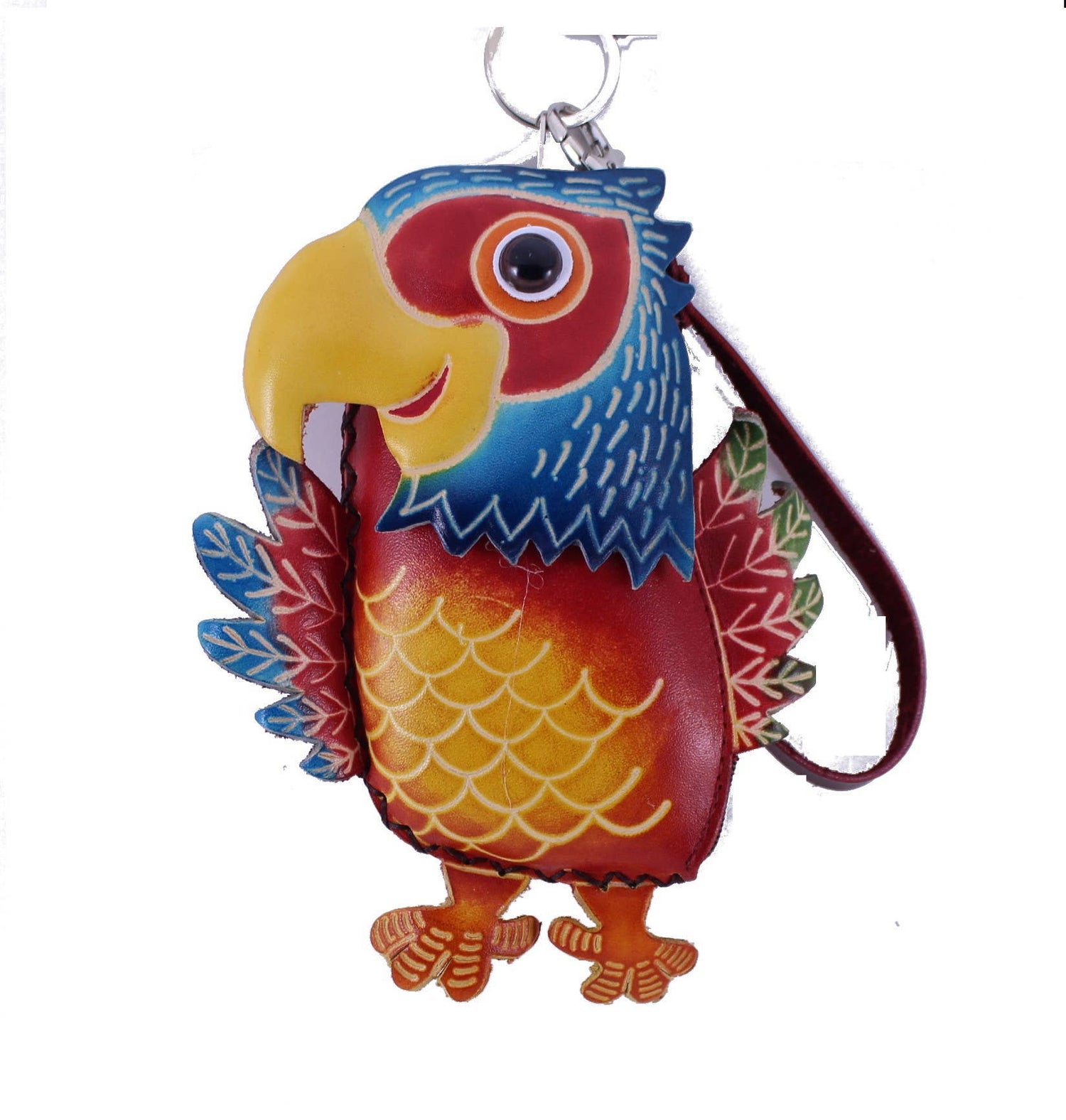 Sunflower Handmade leather inc - Handmade Parrot Wristlet leather coin purse wallet