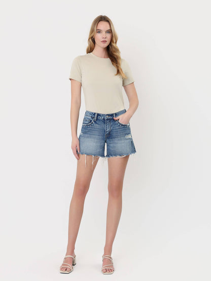 VERVET by FLYING MONKEY - MID RISE STUDDED FRONT POCKET A LINE SHORTS T7488