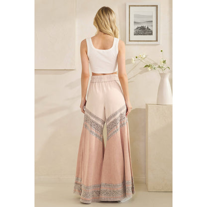 Oli&amp;Hali - WASHED FABRIC MIX WIDE LEG PANTS