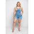 Curve Market - PLUS SIZE DISTRESSED STRETCH DENIM SHORT OVERALLS